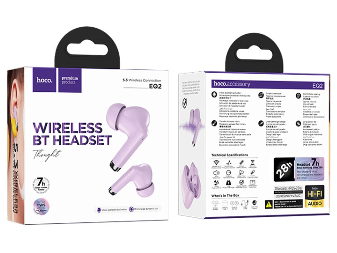 Hoco EQ2 True Wireless in Ear Earbuds - Purple in Qatar Hoco EQ2 True Wireless in Ear Earbuds - Purple in Qatar
